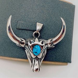 Stainless Steel Turquoise Bullhead Pendant